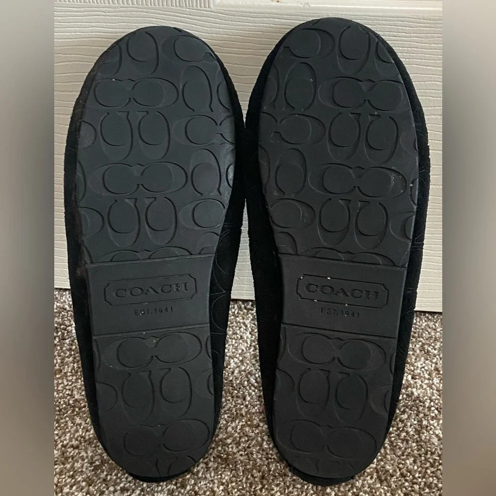 Coach Women's Antonia Loafers Shearling Suede Black Moccasins Shoes US Size 6.5B